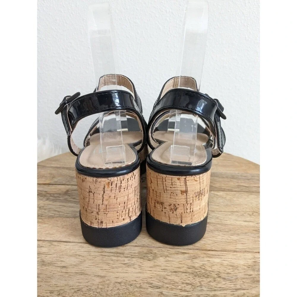 Womens Black Platform Wedge Sandals  6 Lightweight Strappy‎ Comfort Comfy NIB